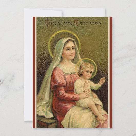 ヴィンテージマリアと子イエスカスタムクリスマス シーズンカード (正面)
