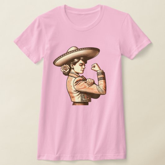 ヴィンテージマリアチメキシコ人女性ヒスパニック伝統 Tシャツ (レイダウン)