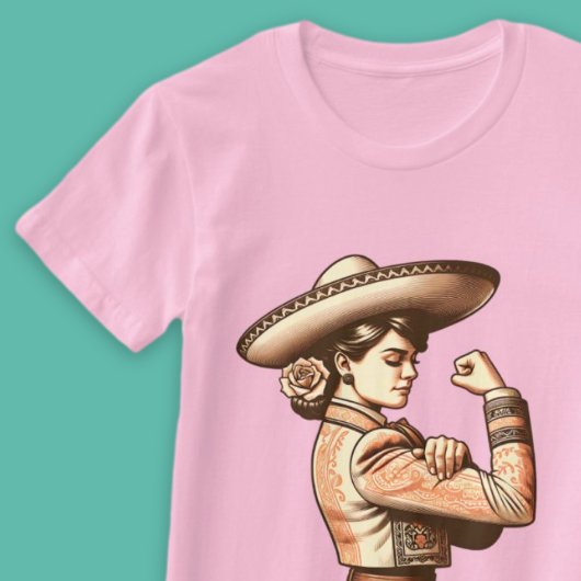 ヴィンテージマリアチメキシコ人女性ヒスパニック伝統 Tシャツ