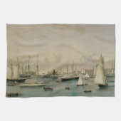 ヴィンテージマリタイム、ヨット飛行隊at Newport Harbor キッチンタオル (横)