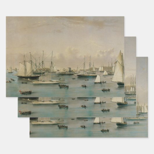 ヴィンテージマリタイム、ヨット飛行隊at Newport Harbor ラッピングペーパーシート (セット)