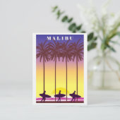 ヴィンテージマリブカリフォルニアビーチサーフィン旅行 ポストカード (スタンド正面)