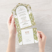 ヴィンテージマルゲライトデイジー結婚ズアルフォンスミュシャ オールインワン招待状 (貼ってはがせる)