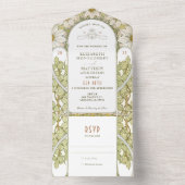 ヴィンテージマルゲライトデイジー結婚ズアルフォンスミュシャ オールインワン招待状 (内側)