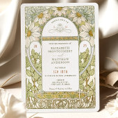 ヴィンテージマルゲライトデイジー結婚ズアールヌーボーミュシャ 招待状