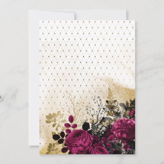 ヴィンテージマルサラと金ゴールドブライダルシャワーバイメール 招待状 (裏面)