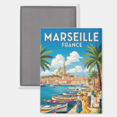 ヴィンテージマルセイユフランス旅行 マグネット (正面/裏面)