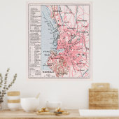 ヴィンテージマルセイユ・フランスの地図(1900年) ポスター (キッチン)