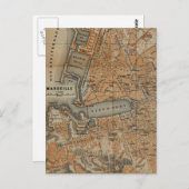 ヴィンテージマルセイユ・フランスの地図（1914年） ポストカード (正面/裏面)