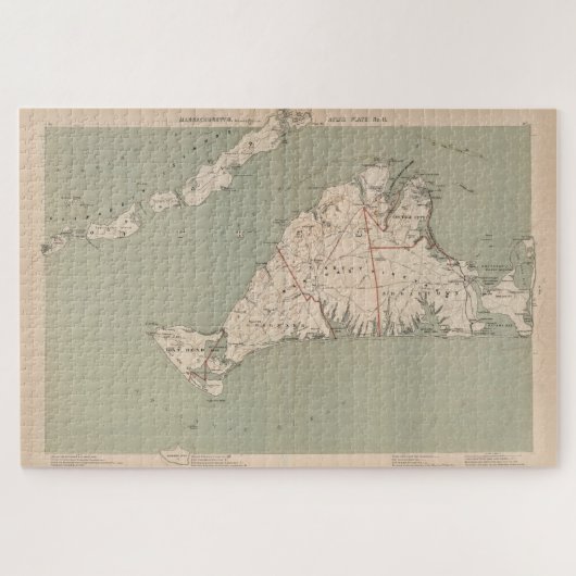 ヴィンテージマルタのブドウ園の地図(1891年) ジグソーパズル (横)