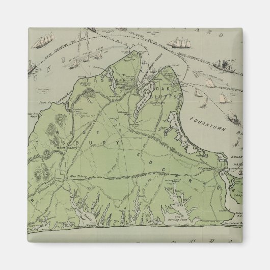 ヴィンテージマルタスヴィンヤードの地図(1913) マグネット (正面)