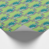 ヴィンテージマルティニが緑と灰色で揺れる ラッピングペーパー (角)
