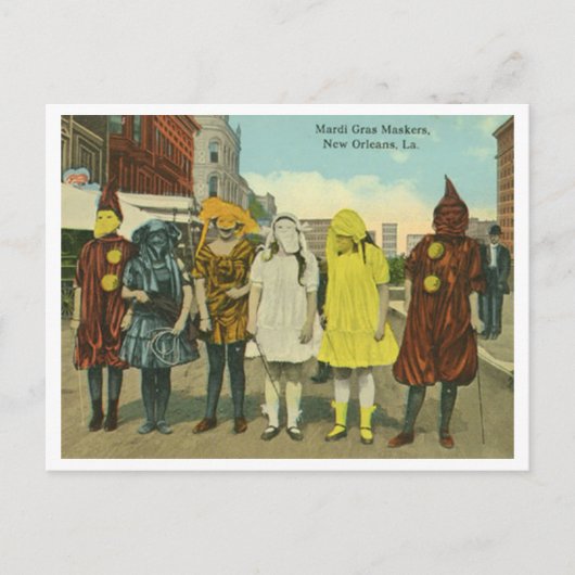 ヴィンテージマルディグラスガールズインコスチューム ポストカード (正面)