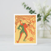 ヴィンテージマルディグラスジェスターカラーイラストレーション ポストカード (スタンド正面)