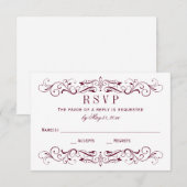 ヴィンテージマルーンとシルバー結婚ズ 出欠カード (正面/裏面)