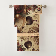 ヴィンテージマルーンと金ゴールドクリスマス