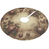 ヴィンテージマルーンと金ゴールドクリスマス ブラッシュドポリエステルツリースカート (アングル)