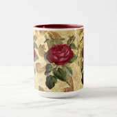 ヴィンテージマルーンバラオン金ゴールドタペストリーコーヒーマグ マグカップ (中央)