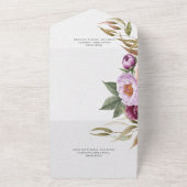 ヴィンテージマルーンラベンダー&ピーチピーニーQRコード オールインワン招待状 (外側)