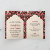 ヴィンテージマルーンレッドローゼスフローラインディアン結婚 招待状 (内部)
