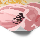 ヴィンテージマルーン金ゴールドフラワーパーチメント誕生日 ポスター (角)