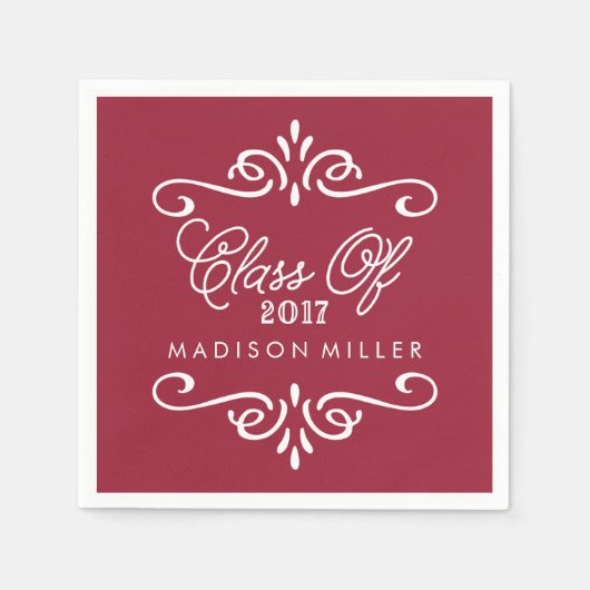 ヴィンテージマルーン | 卒業ナプキン スタンダードカクテルナプキン (正面)