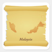 ヴィンテージマレーシア地図ScrollOld World Travel スクエアシール (正面)
