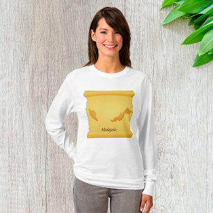 ヴィンテージマレーシア地図ScrollOld World Travel Tシャツ