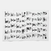 ヴィンテージマンガのレトロな白黒漫画 キッチンタオル (横)