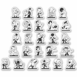 ヴィンテージマンガのレトロな白黒漫画 シール