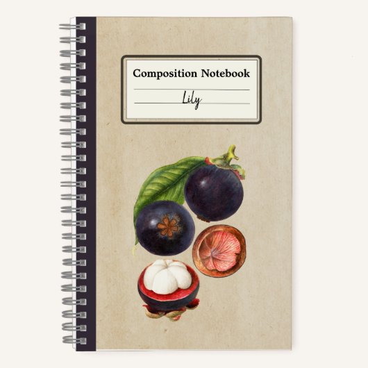 ヴィンテージマンゴスチンパーソナライズされた組成物 ノートブック (正面)