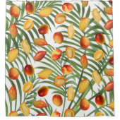 ヴィンテージマンゴー&グリーンリーサマーフルーツパターン シャワーカーテン (正面)