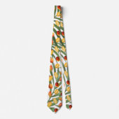 ヴィンテージマンゴー&グリーンリーサマーフルーツパターン ネクタイ (正面)