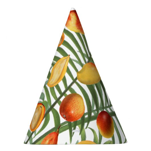 ヴィンテージマンゴー&グリーンリーサマーフルーツパターン パーティーハット (右)