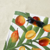 ヴィンテージマンゴー&グリーンリーサマーフルーツパターン ビーチタオル (インサイチュ)