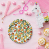 ヴィンテージマンゴー&グリーンリーサマーフルーツパターン ペーパープレート (パーティー)