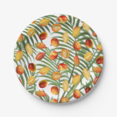 ヴィンテージマンゴー&グリーンリーサマーフルーツパターン ペーパープレート (正面)