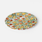 ヴィンテージマンゴー&グリーンリーサマーフルーツパターン ペーパープレート (アングル)