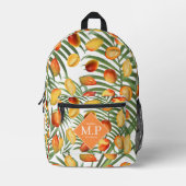 ヴィンテージマンゴー&グリーンリーサマーフルーツモノグラム プリントバックパック (正面)