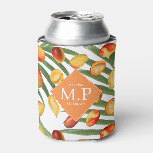 ヴィンテージマンゴー&グリーンリーサマーフルーツモノグラム 缶クーラー (缶正面)
