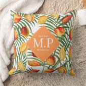 ヴィンテージマンゴー&グリーンリーサマーモノグラム クッション (ブランケット)