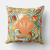 ヴィンテージマンゴー&グリーンリーサマーモノグラム クッション (正面)