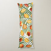 ヴィンテージマンゴー&緑の夏のパターン ボディピロー (裏面 (縦))