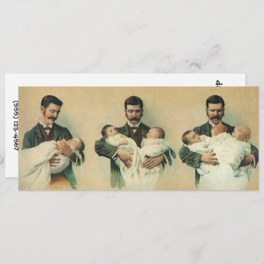 ヴィンテージマンシャワーベビーシャワーダドシェルパーティー 招待状 (正面/裏面)