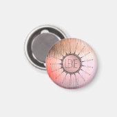 ヴィンテージマンダラオンピンクフロステッドガラスカスタム マグネット (正面/裏面)