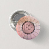 ヴィンテージマンダラオンピーチピンクフロストガラス 缶バッジ (正面&裏面)