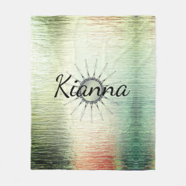 ヴィンテージマンダラオンミンティすりガラスのパーソナライズ フリースブランケット