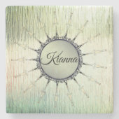 ヴィンテージマンダラオンミンティすりガラス ストーンコースター (正面)