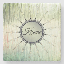 ヴィンテージマンダラオンミンティすりガラス ストーンコースター