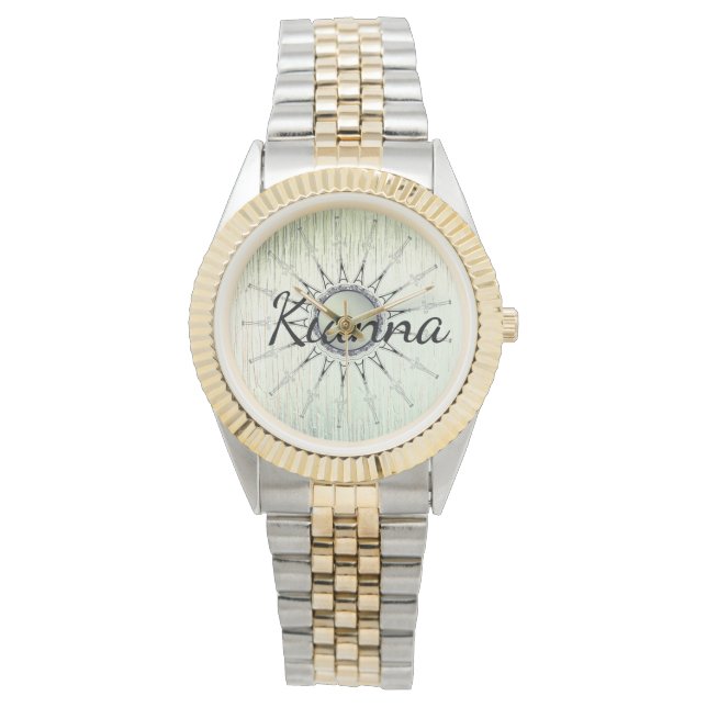 ヴィンテージマンダラオンミンティすりガラス 腕時計 (正面)